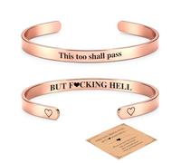 DORANA This Too Shall Pass Bracelet Cuff Bracelets For Women Motivational | Dont Let The Hard Days Win Bracelet For Women with Encouragement Card Inspirational Jewellery Gift for Family Friends