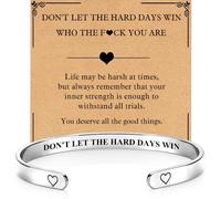 DORANA This Too Shall Pass Bracelet Cuff Bracelets For Women Motivational | Dont Let The Hard Days Win Bracelet For Women with Encouragement Card Inspirational Jewellery Gift for Family Friends
