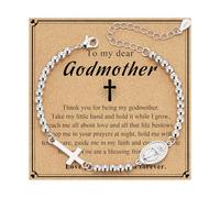 DORANA Virgin Mary Silver Beaded Bracelets for Women Rosary Bracelet Baptism First Communion Confirmation Gifts Christian Religious Catholic Jewelry Easter Stuffers, adjustable, no gemstone