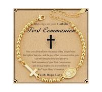 DORANA Virgin Mary Silver Beaded Bracelets for Women Rosary Bracelet Baptism First Communion Confirmation Gifts Christian Religious Catholic Jewelry Easter Stuffers, adjustable, no gemstone