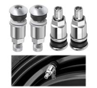 Dorart Home Car Tyre Valve with Plug, 4pcs Metal Valve for Tubeless Rims Universal 11.3mm Valve Hole with Cap and Rubber Seal Accessories for Wheel Motorcycle Bicycle Truck Silver