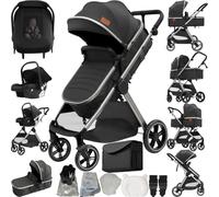 Doraystar 3 in 1 Baby Stroller Travel System, Pushchair 3 in 1 Set, Toddler Pram with Reversible Two Pushing Modes, Newborn Buggy Aluminum Frame, Infant Carriage One-Click Folding (V10 Deep Grey)