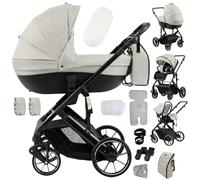 Doraystar 4 in 1 Baby Pram Travel System, Baby Pushchair 4 in 1, Newborn Stroller Reversible Two Pushing Modes, Toddler Buggy with One-Click Folding, Infant Carriage Aluminum Frame (688 Yellowish)