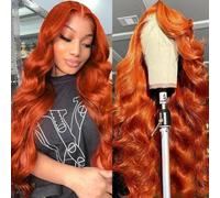 dorbess 26 Inch 33x6 Ginger Lace Front Wig Human Hair Wavy Lace Front Wig 13x6 HD Lace Front Wig Pre Plucked Human Hair Wig for Black Women Ginger Orange 350# Colored