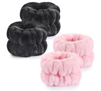 Dorbetar 4 Pcs Wrist Towels for Washing Face, Microfiber Wrist Bands for Washing Face, Spa Wristbands for Washing Face, Fluffy Towel Bands, Arm Bands for Washing Face for Woman Children