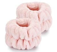 Dorbetar Wrist Bands for Washing Face, Microfiber Wrist Towels for Washing Face, Spa Wristbands for Washing Face, Face Wash Wristbands, Arm Bands for Washing Face for Woman Children（Pale Pink）