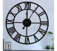 DORBOKER 40CM Premium Metal Wall Clock Large Silent Black Skeleton Clock Vintage Industrial Wall Clocks for Kitchen Living Room Bedroom Office Decor