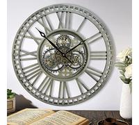 DORBOKER 60CM Vintage Bronze Large Wall Clock With Real Moving Gears