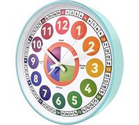 DORBOKER Kids Wall Clock Learning Clock for Kids,Silent luminous Wall Clock for Bedroom, Glow in The Dark Clock Telling Time Teaching Clock, Girls Boys Children Room Decor(Ice Blue, 30cm 12inch)