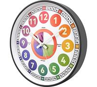 DORBOKER Kids Wall Clock Learning Clock,Silent luminous Wall Clock for Bedroom, Glow in The Dark Clock Telling Time Teaching Clock, Girls Boys Children Room Decor(Mica Gray,30cm 12inch)