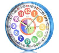 DORBOKER Learning Clock for Kids, Glow in The Dark Wall Clock for Bedroom, 12 Inch Silent Night Light Kids Wall Clock, Colorful Illuminated Telling Time Teaching Clock,Kids Room Decor