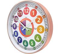 DORBOKER Luminous Wall Clock for Bedroom Silent Glow In The Dark Clock Learning Time Telling Time Kids Clock For Classroom Girls Boys Room Decor (Rose Gold, 30cm 12inch)