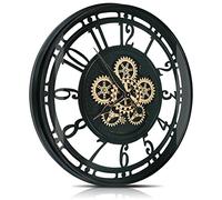 DORBOKER Moving Gears Wall Clock Large Modern Metal Clocks for Living Room Decor, Industrial Steampunk Unique Vintage Rustic Decorative Clock for Home Farmhouse Office,70cm,Black Gold Arabic