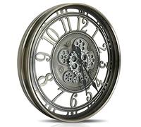 DORBOKER Real Moving Gears Large Modern Metal Wall Clock for Living Room Decor Steampunk Style Industrial Unique Vintage Rustic Decorative for Home Farmhouse