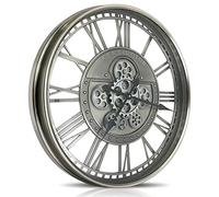 DORBOKER Real Moving Gears Wall Clock Large Modern Metal Clocks for Living Room Decor, Industrial Steampunk Unique Vintage Rustic Decorative Clock for Home Farmhouse Office,70cm,Gunmetal Roman