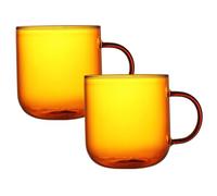 Dorccsi 2PCS Glass Coffee Mugs 350ml Heat Resistance Glass Mug Set with Anti-Scalding Handle Easy to Clean Large Opening Coffee Mugs for Tea, Milk and Hot Chocolate Glass Mug Coffee Mugs Tea Cup