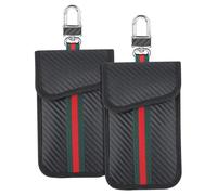 Dorccsi Faraday Pouch, 2PCS 3.5x5.5 Inch Carbon Fiber RFID Key Pouch, Anti-Theft Car Key Holder Case with Keychain for Car Security