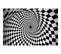 DORCEV 15x10ft Black White Swirl Checkerboard Backdrop 3D Abstract Mysterious Swirl Wavy Space Background for Photography Hippie Optical Illusion Zoom Photoshoot Sci-Fi Theme Party Decor Wallpaper