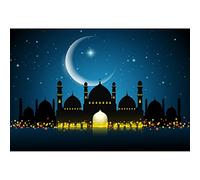DORCEV 7 x 5 ft Mosque Silhouette in Night Photography Backdrop Ramadan Muslim Culture Mysterious Temple Background Islam Pray Eid Kids Adults Portraits Photo Studio Props