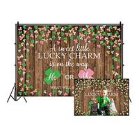 DORCEV 7x5ft A Sweet Little Lucky Charm is On The Way Backdrop Banner He Or She Gender Reveal Photography Backdrop What Will Baby Be Background Green Lucky Shamrocks Spring St. Patrick's Day Decor