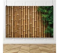 DORCEV 9x6ft Vintage Bamboo Wall Backdrop Green Leaves Bamboo Fence Banner Background for Tropical Party Decorations Summer Hawaii Party Decor Kids Adults Portraits Wallpaper Photobooth Props