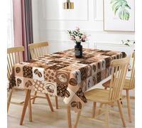 DORCEV Coffee Beans Rectangle Tablecloths Coffee Cup Cartoon Retro Brown Plaid Printed Tablecloth Waterproof Spill Proof Fabric Table Cloth Cover for CoffeeShop Dining Room Kitchen Decor,60x90 Inch