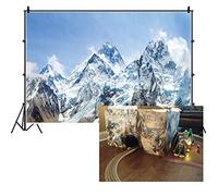 DORCEV Snow Mountain Scenery Backdrop Cold Winter Snowy Mountain Outdoor Adventure Blue Sky Snow-Covered Alpine Snow High Hill Peak Ski Nature Landscape Travel Photo Studio Props