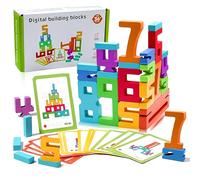 Dorclife 35 Pcs Wooden Number Building Blocks Numbers Blocks Sensory Wooden Number Blocks Toys Stacking Toys Building Blocks for Learning Maths Stacking Toy for 3-9 Year Old Kids