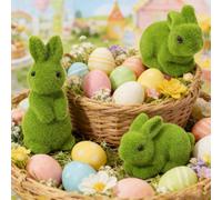 Dorclife 3pcs Easter Grass Bunny Decoration Artificial Grass Bunny Table Centrepiece Easter Figure Rabbit for Easters Table Party Gifts Garden Yard Decorations Egg Game Supplies
