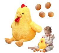 Dorclife Baby Chick Toy 30CM Easter Plush Chicken Doll with 4pcs Eggs Super Soft Cuddly Farmyard Animal Chicken Toy for Kids Egg Hunt Basket Filler Party Favors Easter Party Decorations