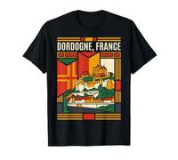 Dordogne France Flag Medieval Castle Travel Art T-Shirt