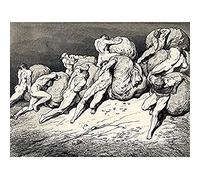 Dore Dante Inferno Canto VII Hoarders Wasters Illustration Art Print Canvas Premium Wall Decor Poster Mural