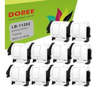 DOREE 10-Pack White DK-11202 DK11202 Compatible with Brother Address Label Rolls, 62 mm × 100 mm for QL-500, QL-550, QL-570, QL-700, QL-800 (300 Labels per Roll).