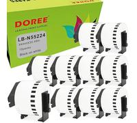 DOREE 10 Rolls of Non-Adhesive Continuous Labels N55224, 54 mm × 30.48 m, White with Black Printing, Compatible with Brother QL-500, QL-550, QL-570, QL-580N, QL-700, QL-710W, QL-800, QL-810W, QL-1050