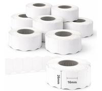 DOREE 10 rolls of white price labels, 26 x 16 mm, double line, wavy edge, 1000 labels/roll, compatible with Blitz, Meto, Avery, Sato and other double line labellers.