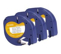 Doree 3 Pack Compatible Label Tape 91220 91200 S0721520 12 mm x 4 m Black on White for Dymo LT Label Printer LT-100H, LT-100T