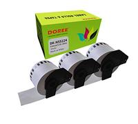 DOREE 3 Rolls of Non-Adhesive Continuous Labels N55224, 54 mm × 30.48 m, White with Black Printing, Compatible with Brother QL-500, QL-550, QL-570, QL-580N, QL-700, QL-710W, QL-800, QL-810W, QL-1050