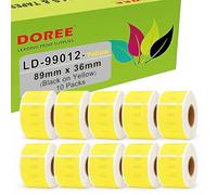 DOREE 99012 S0722400 Address Labels 36 mm x 89 mm Yellow Pack of 10 | 36 mm x 89 mm yellow address labels compatible with Dymo 99012 S0722400 LW 4XL/450/400/330/320/310