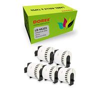 DOREE DK-44205, 5 Rolls, 62 mm × 30.48 m, Continuous Removable Paper Label Tape Compatible with Brother QL-1110NWB, QL-1100, QL-1050, QL-500, QL-570, QL-580, QL-700, QL-710W, QL-800, QL-810W