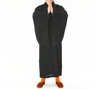DOREKIN Buddhist Shaolin Monk Kung fu Robe Meditation Long Gown Suit Black XXL