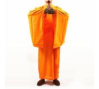 DOREKIN Buddhist Shaolin Monk Kung fu Robe Meditation Long Gown Suit yellow XXL