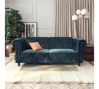 Dorel Felix Chesterfield Sofa Bed Velvet Blue, Blue