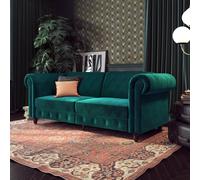 Dorel Felix Chesterfield Sofa Bed Velvet Teal, Green