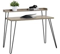 Dorel Haven Retro Desk With Riser In Distressed Grey Oak