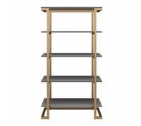 Dorel Home Camila 5 Shelf Bookcase Graphite Grey / Golden