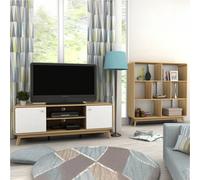 Dorel Home Cassie Tv-Stand With 2 Doors In Oak Look White