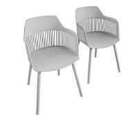 Dorel Home CL Camelo Resin Chairs 2PK with open back in light grey - Grey