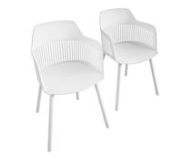 Dorel Home CL Camelo Resin Chairs 2PK with open back in white - White