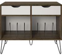 Solstice Anthe Turntable Stand with Drawers - White/Oak, White