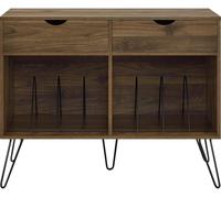 Solstice Anthe Turntable Stand with Drawers - Walnut, Brown